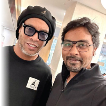 Image of Rahul Kapoor-Author with Ronaldinho Gaúcho Brazilian Footballer