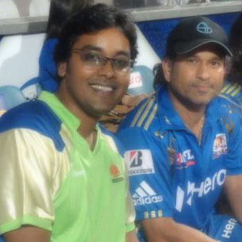 Image of Rahul Kapoor-Author with Sachin Tendulkar Indian Former International Cricketer