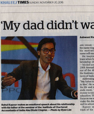 Rahul Kapoor Emotional Speech at the seminar of the ICAI, Abu Dhabi Chapter.